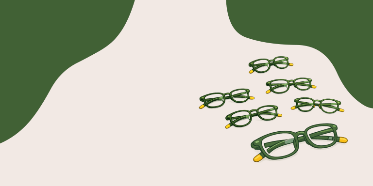 Illustration of six pairs of glasses